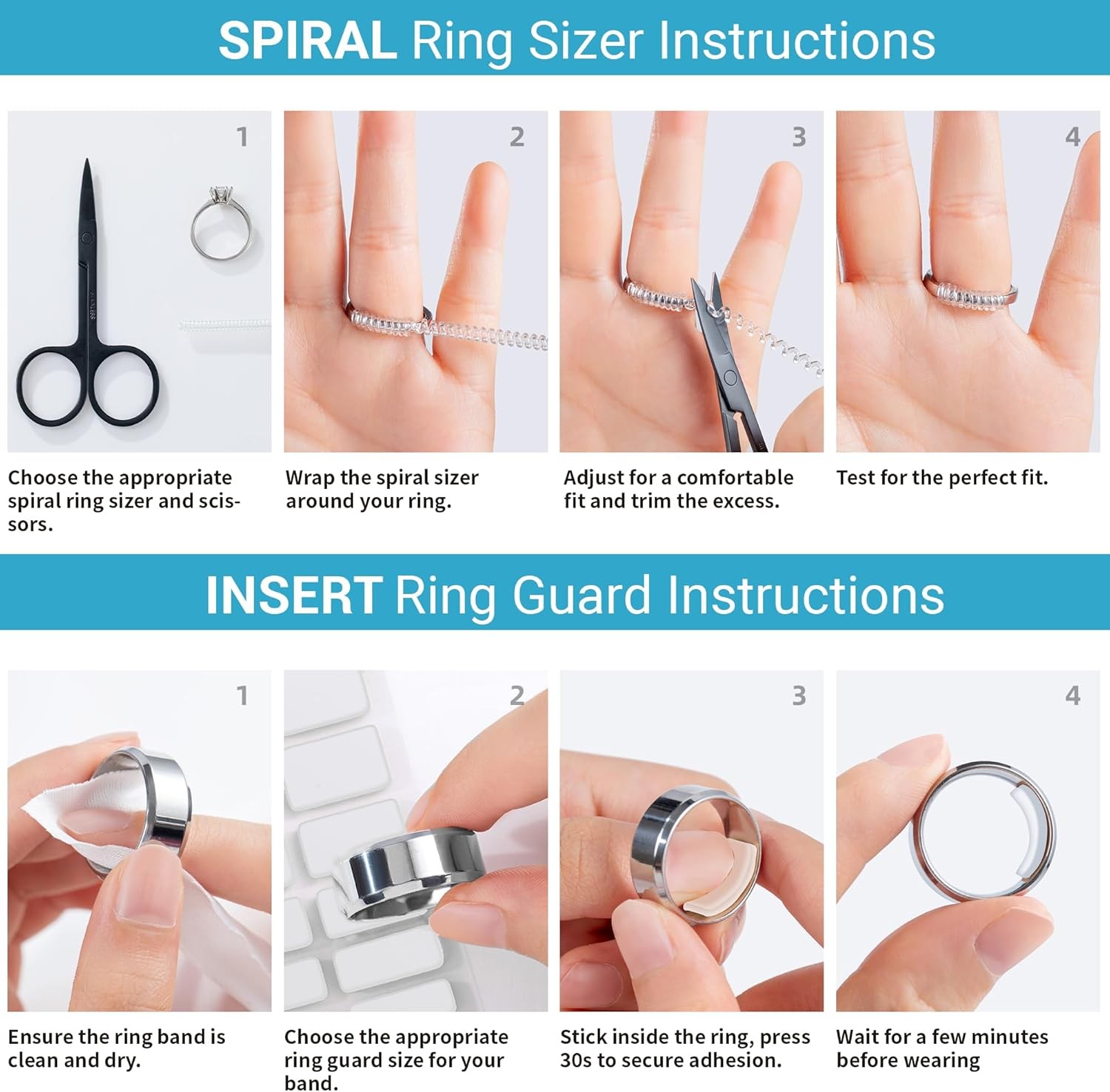 Ring Size Adjuster for Loose Rings – 150-Piece Invisible Ring Guard Set, Silicon