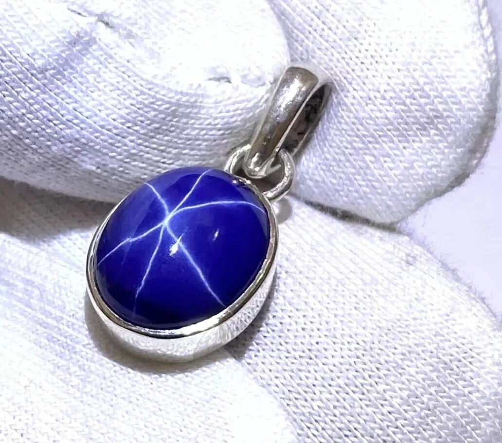 24.05 Ct Certified Natural Blue Star Sapphire 925 Solid Silver Pendant Gemstone