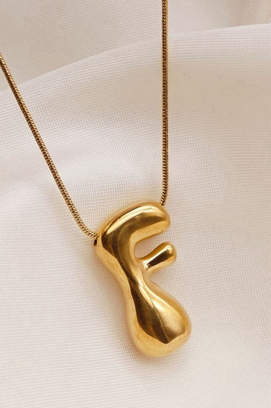 18k Non-tarnish Bubble Initial Necklace