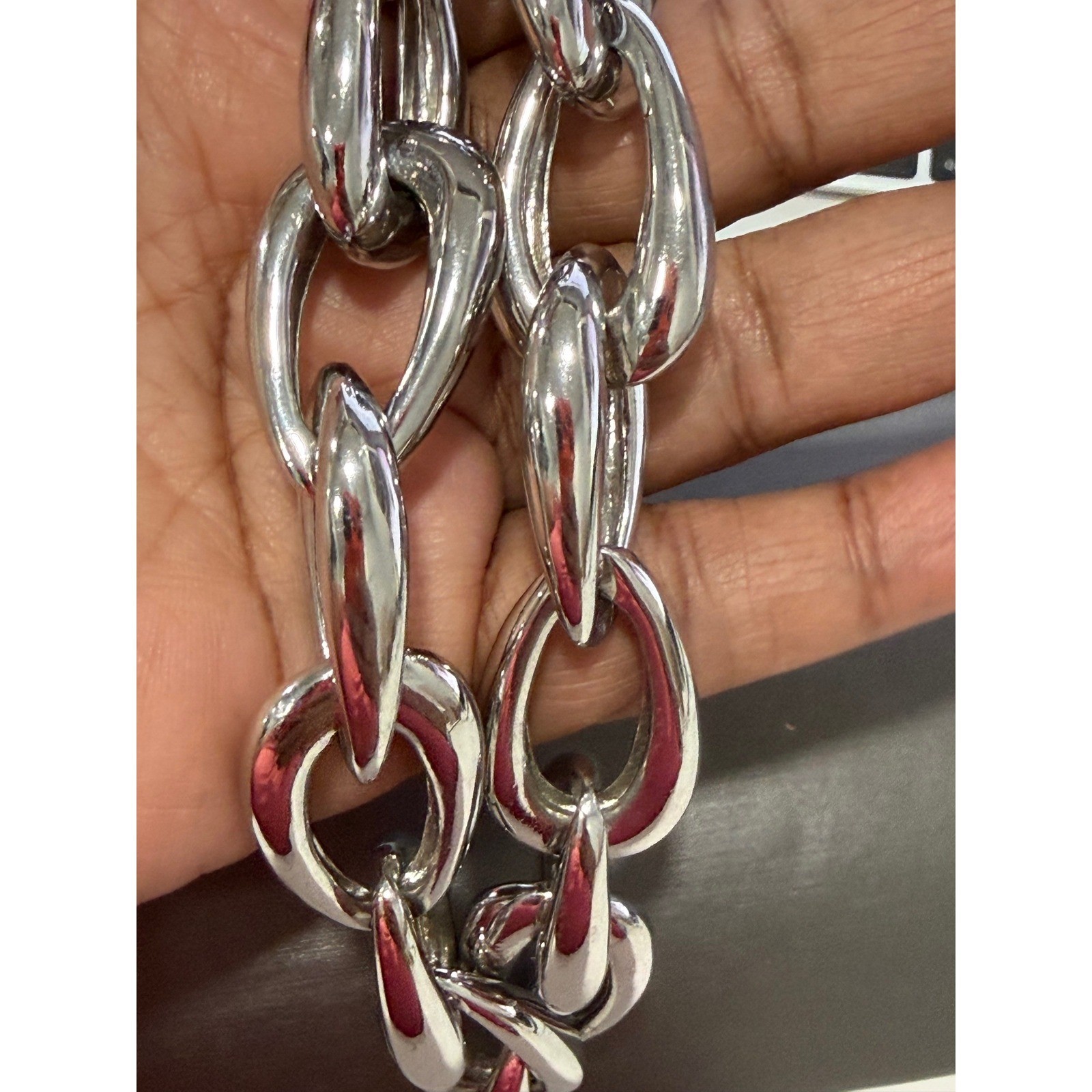 Vince Camuto Chunky Chain Necklace Silver Tone Chunky Heavy Toggle Statement
