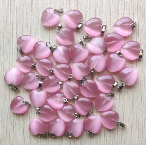 Fashion Pink Cat Eye Heart Pendant 16mm for Jewelry Making 20mm 5pcs