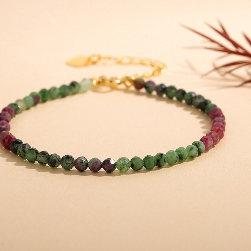 Natural Ruby Zoisite Stone Stone Bracelet Anyolite Gemstone Bracelet Minimalist