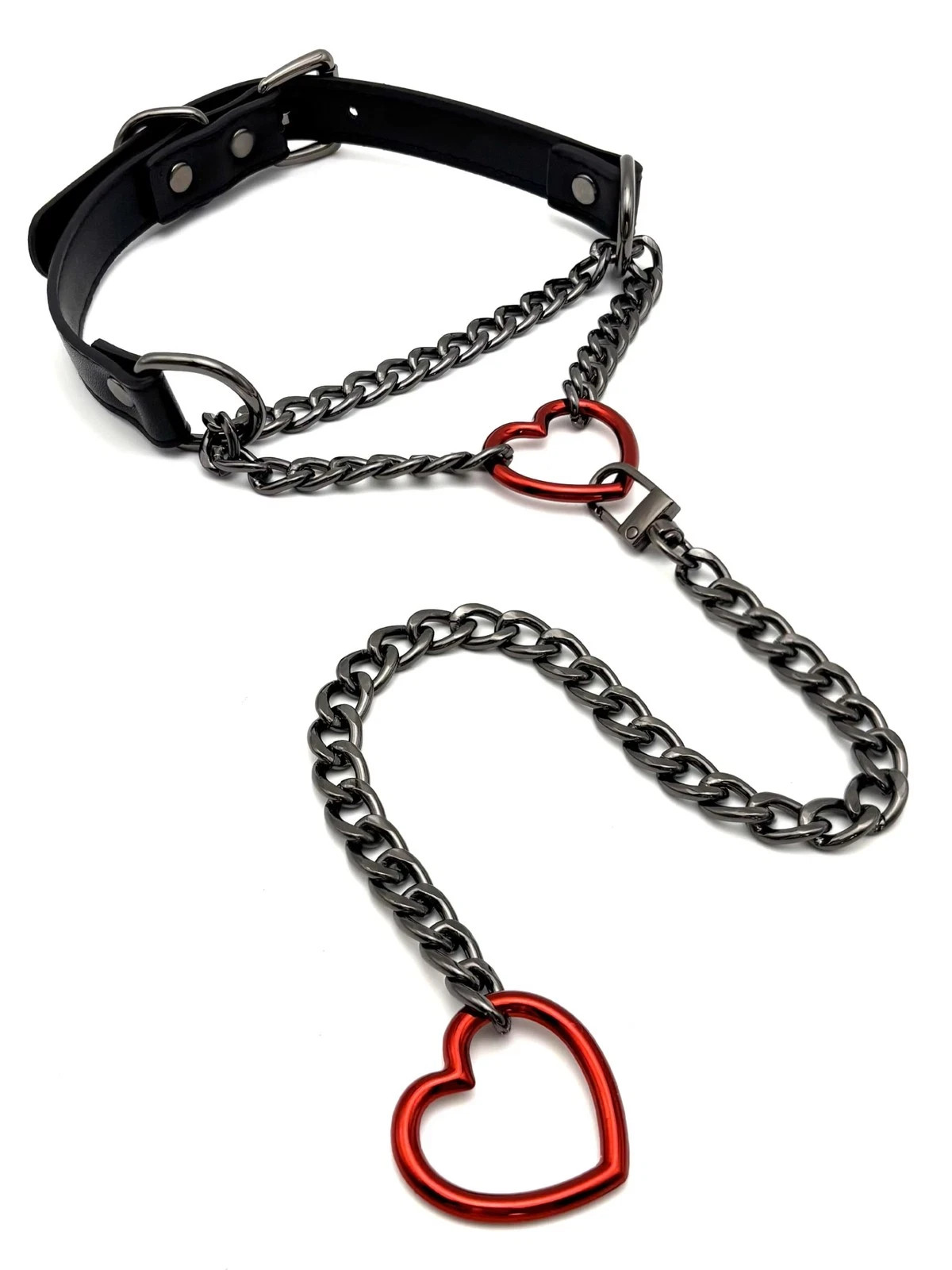 Heart O-Ring Slip Chain Choker Collar Necklace for Women, Adjustabl…