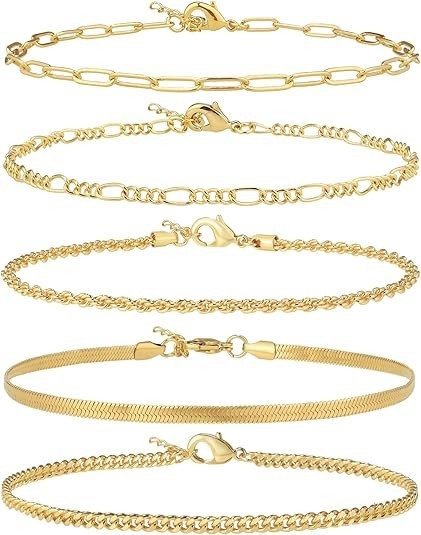 Ankle Bracelets for Women, 925 Gold 9/10/11/12 inch Average Size Ankle,