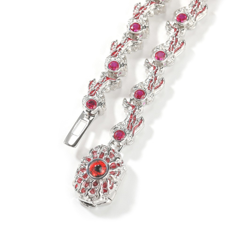 Hip Hop Jewelry Red Eye Bramble Chain Necklace Gold Filled CZ Zircon Accessories