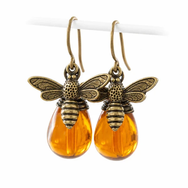 Retro Gold Bee Honey Drop Earrings – Vintage Statement Jewelry for Women