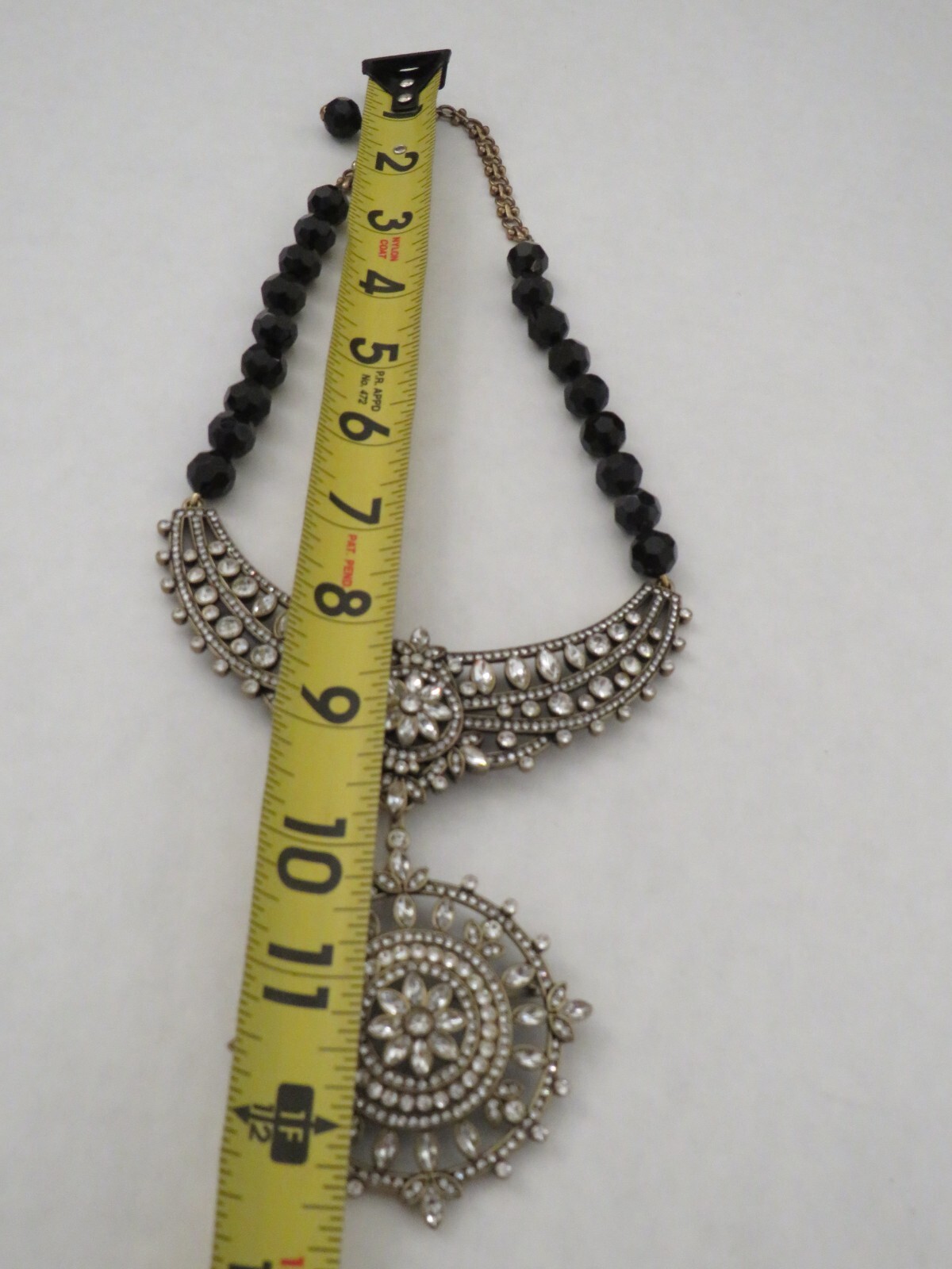 Heidi Daus black sliver beaded crystal Flower snowflake Necklace Jewelry pendant