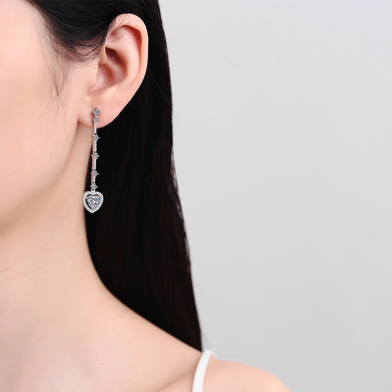 2.20 Ct Round Cut Simulated Diamond Large Drop Earrings In 14k White Gold Plated