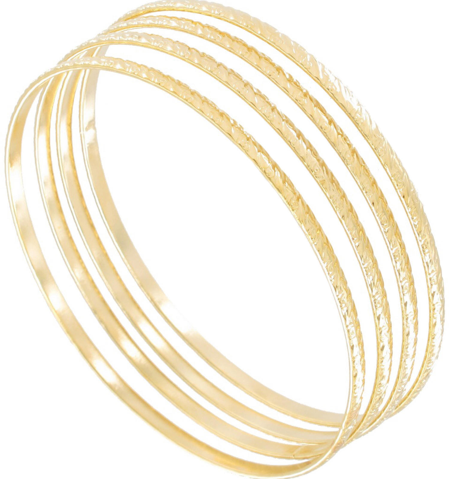 Ky & Co Set of 4 Round Thin Kent Bangle Bracelet Choice XL L Sz Copper Gold Gray