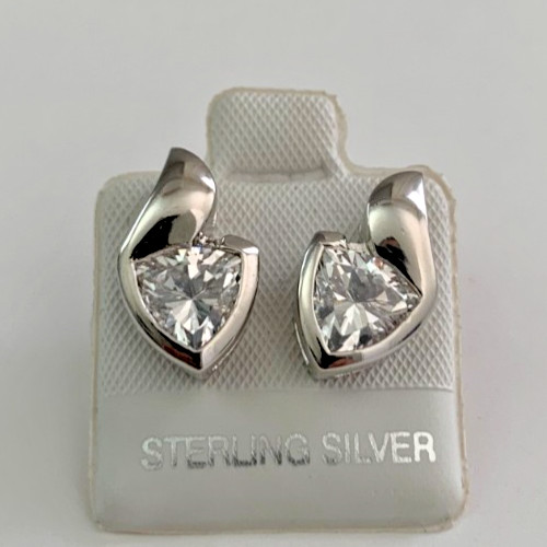 2.5ct Heart Cut Cubic Zirconia Solitaire Post Earrings in Solid Sterling Silver