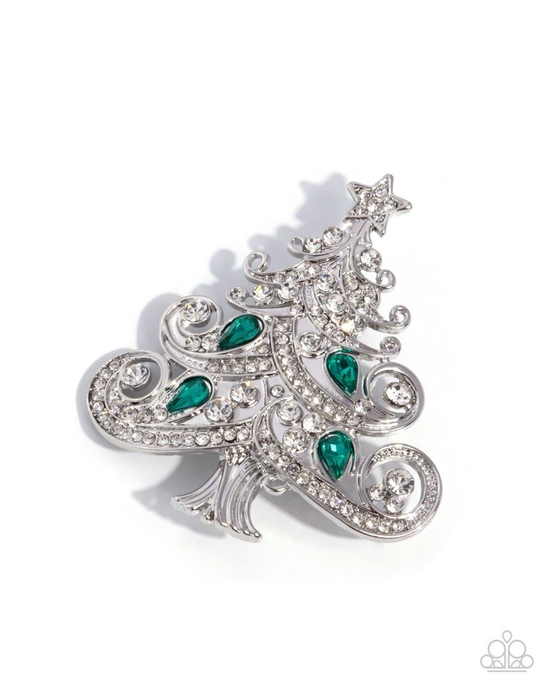 Twinkling Tannenbaum – Green Paparazzi Brooch