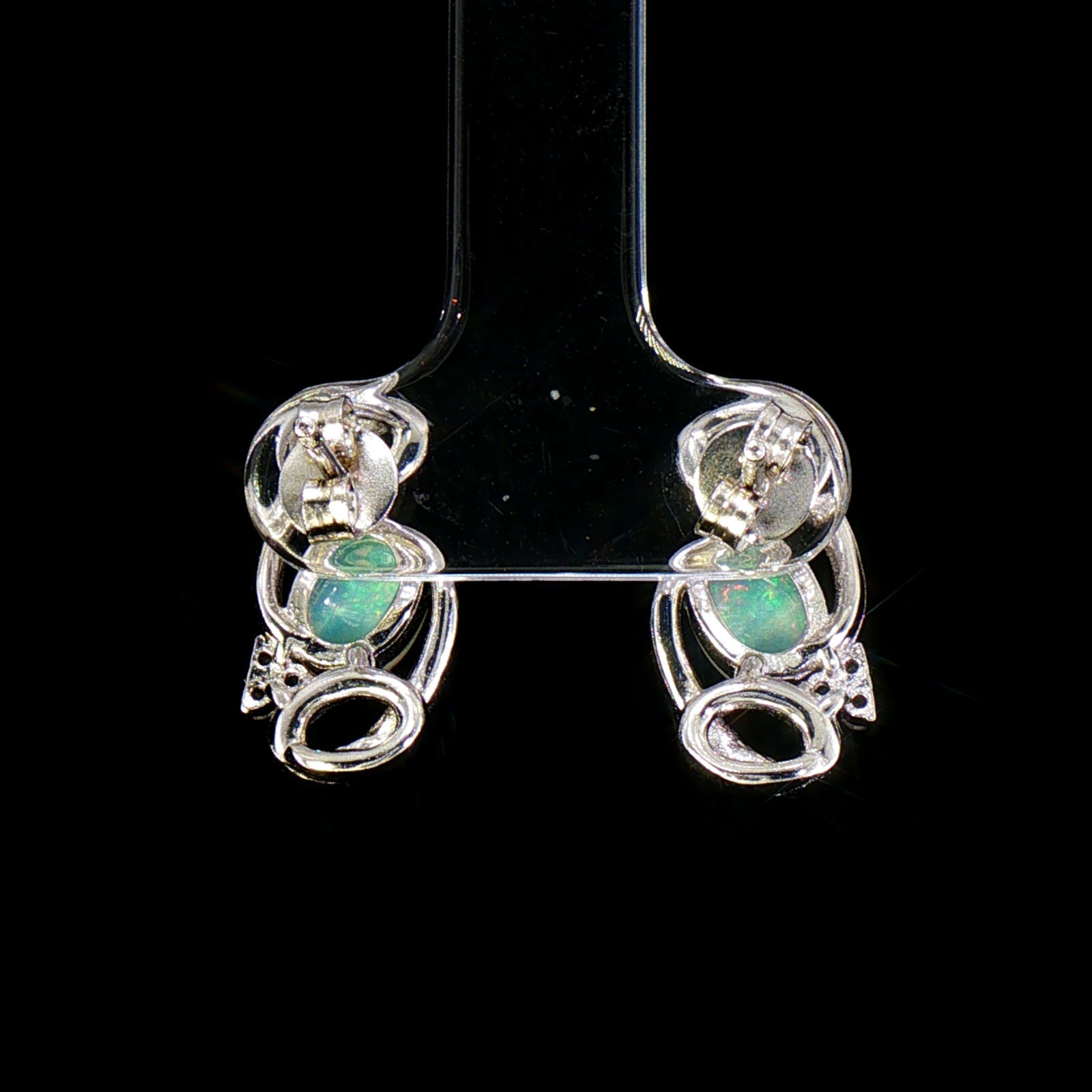 925 Sterling silver Earing Oval 7X5mmWhite Opal Natural Gemstone Jewelry.