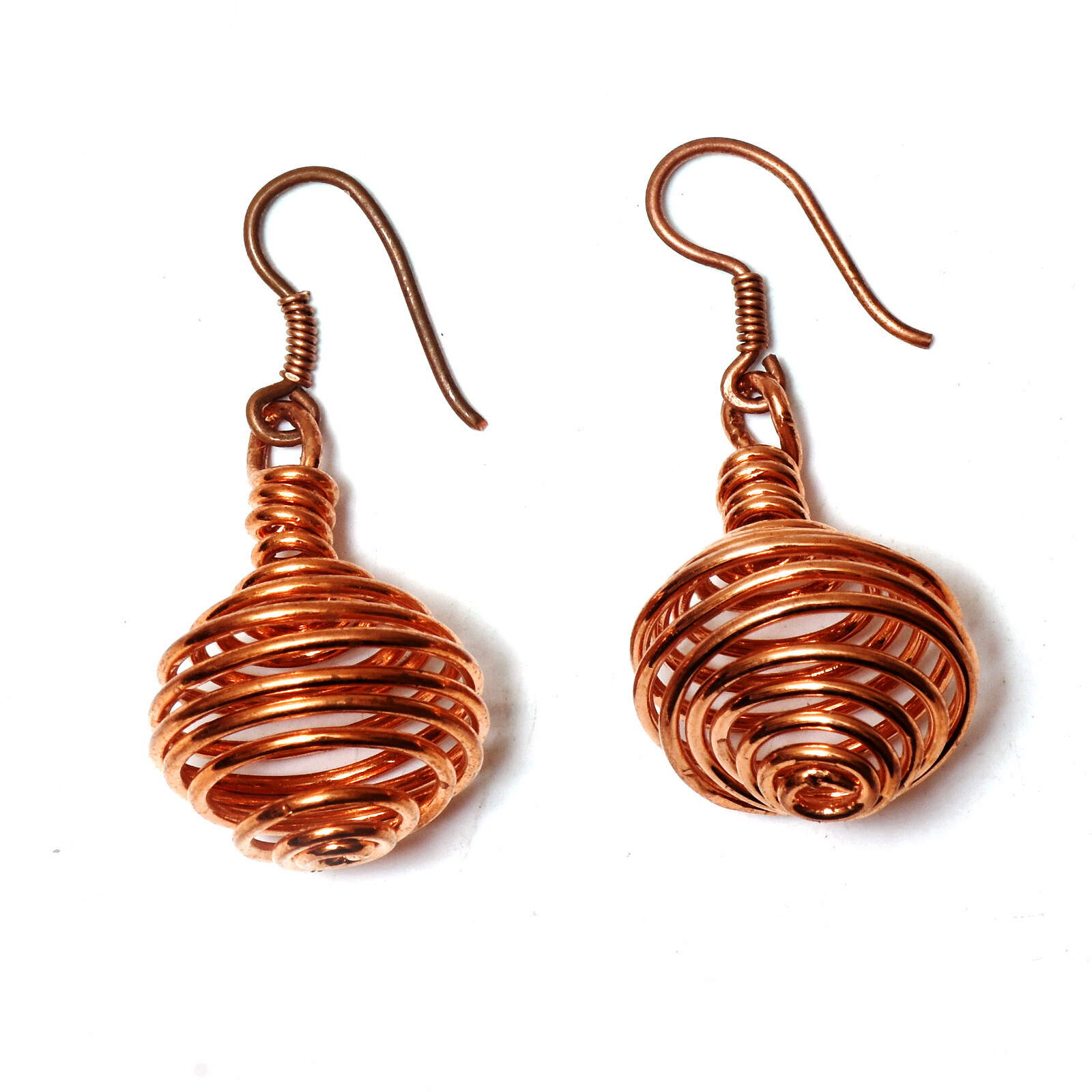 Pure Copper Wire Wrapped Handmade Drop Dangle Earrings Jewelry 1.65″ GE-04