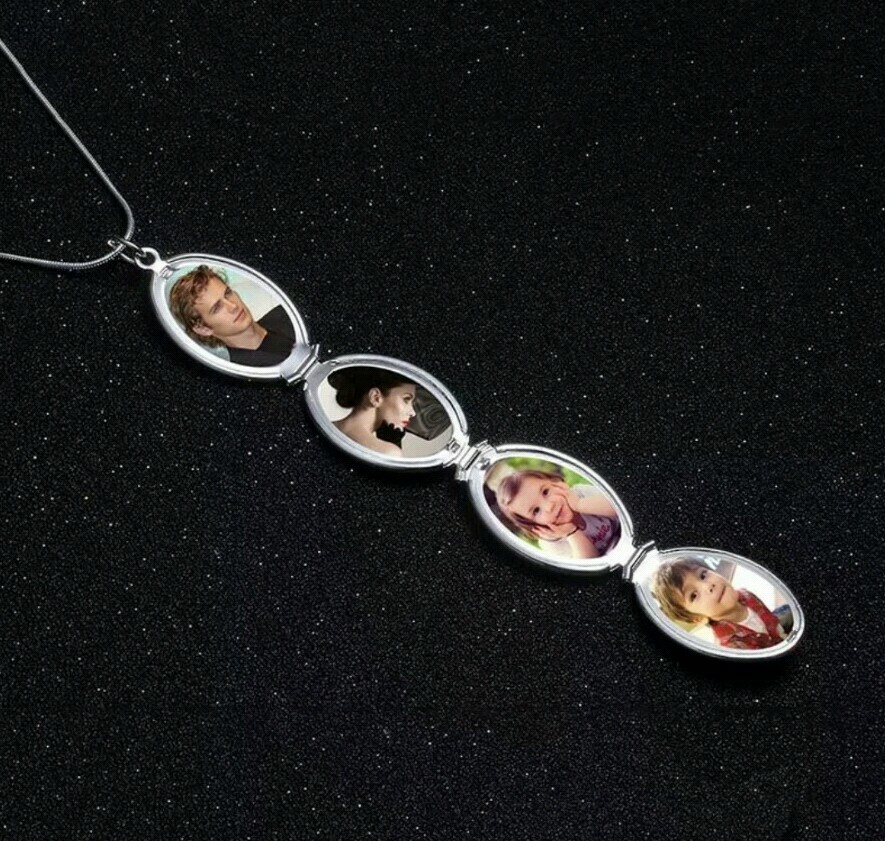 4 Container Oval GOLD Silver Photo Picture Locket Pendant Chain Necklace 630