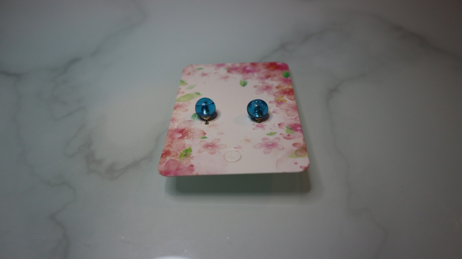 Murano glass earrings. Blue spheres. Silver push back lock.