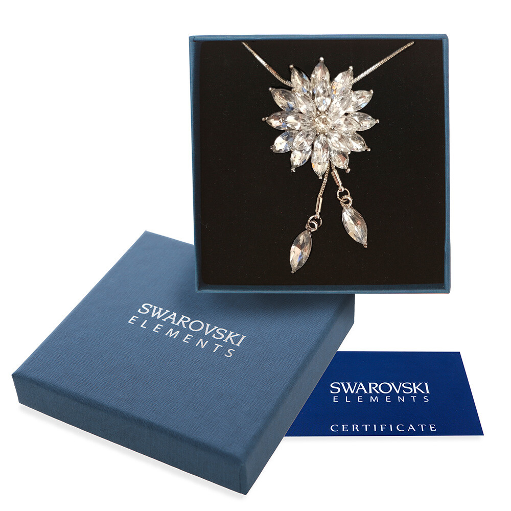 Women’s White Gold Swarovski Elements Original G4L Snow Star Crystals Necklace