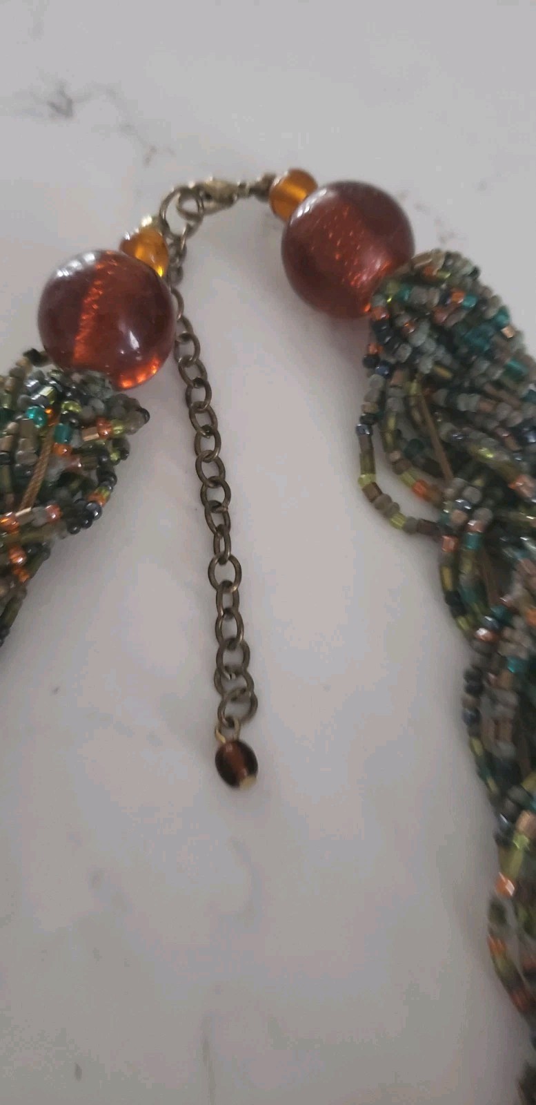 Bronze Bead Multi-Strand Torsade Necklace – 17-20″