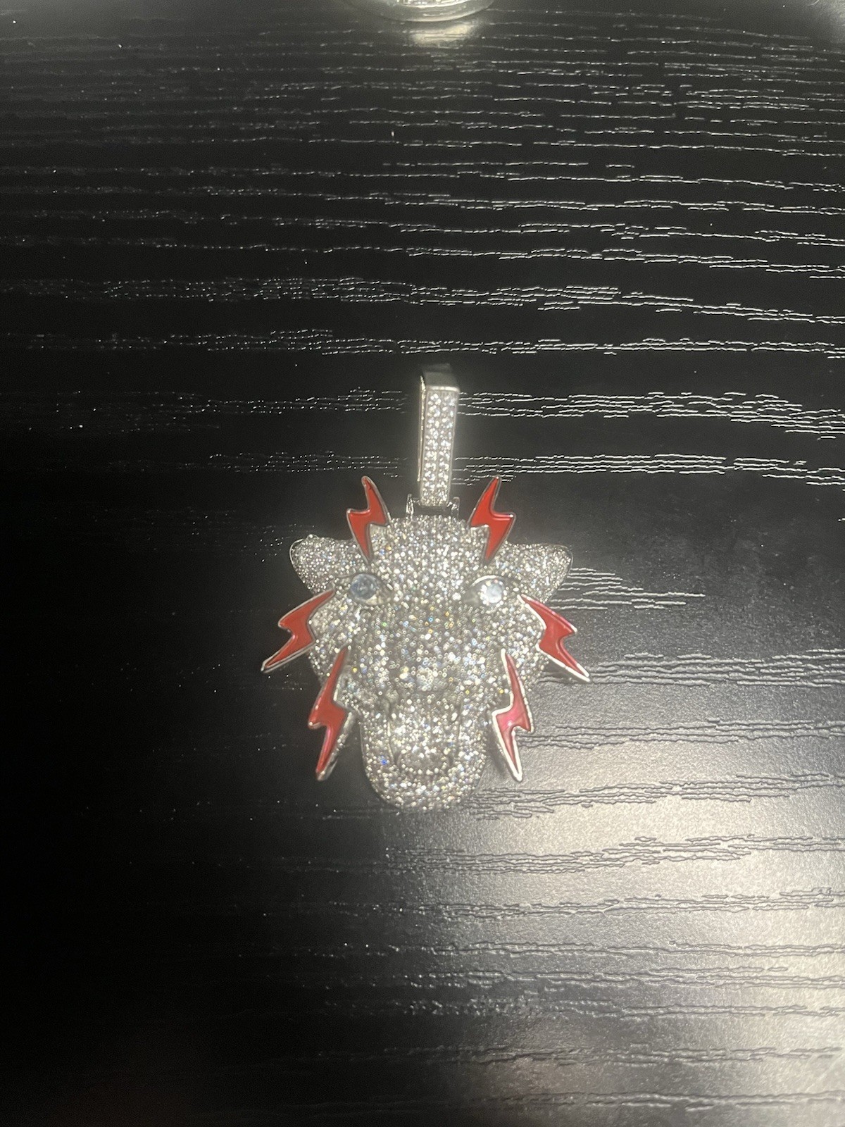 925 silver plated over stainless steel with 5A CZ Iced Out Dragon Pendant