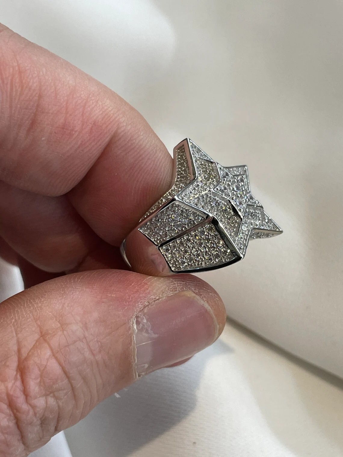 Stunning sterling silver 925 men’s ring CZ Star design star silver ring