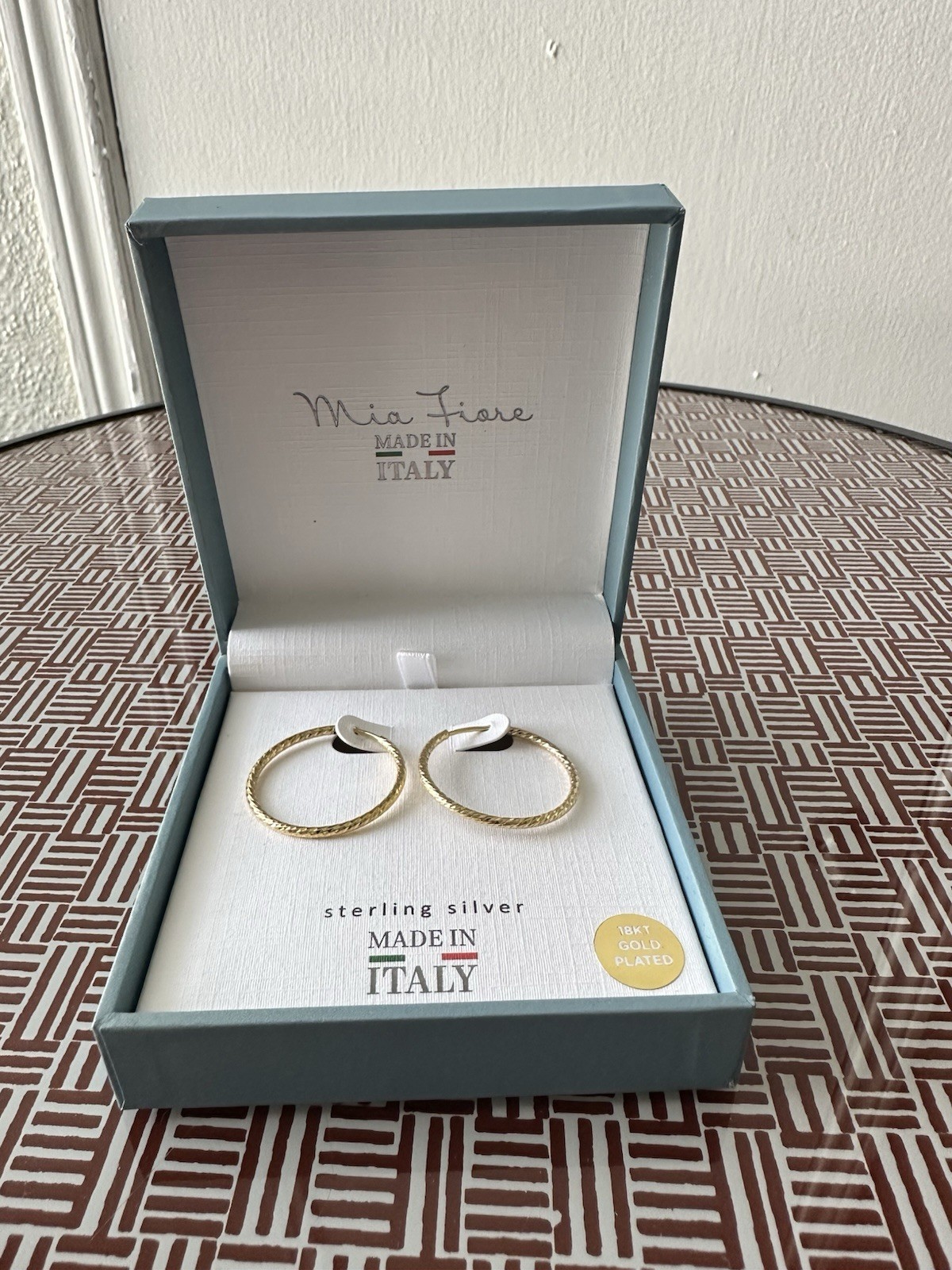 Earing 18 Kt Gold Plated Sterling Silver Made In Italy ￼￼