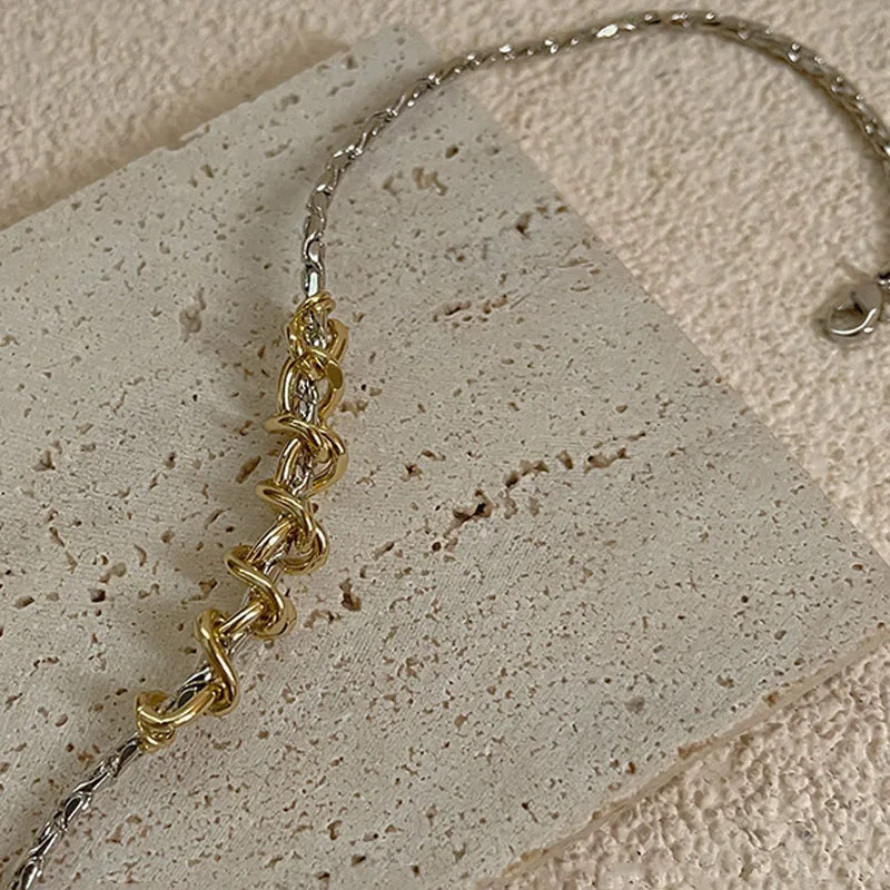 Silver Gold Tone Interwoven Necklace Punk Fashion Statement Jewelry for Wom