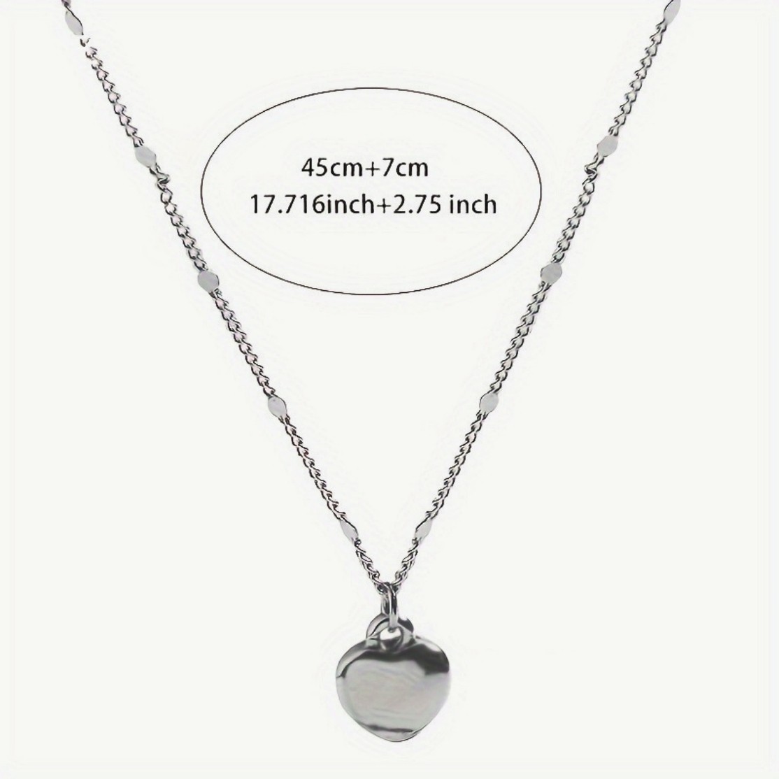 Elegant Heart Pendant Chain Link Clavicle Chain Fashion Silver Plated Necklace