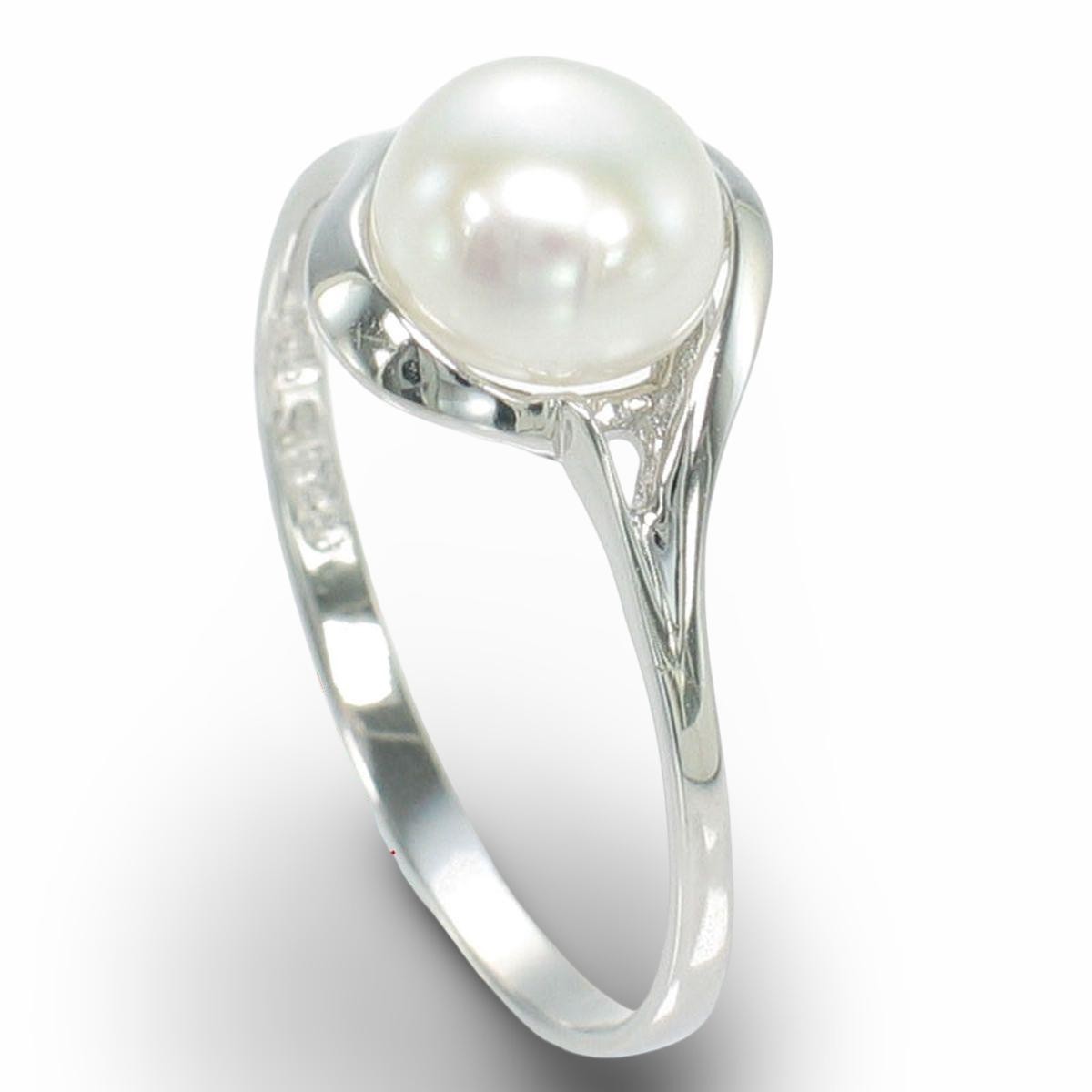 Solid Sterling Silver 925 White Freshwater Cultured Pearl Solitaire Ring – TPJ