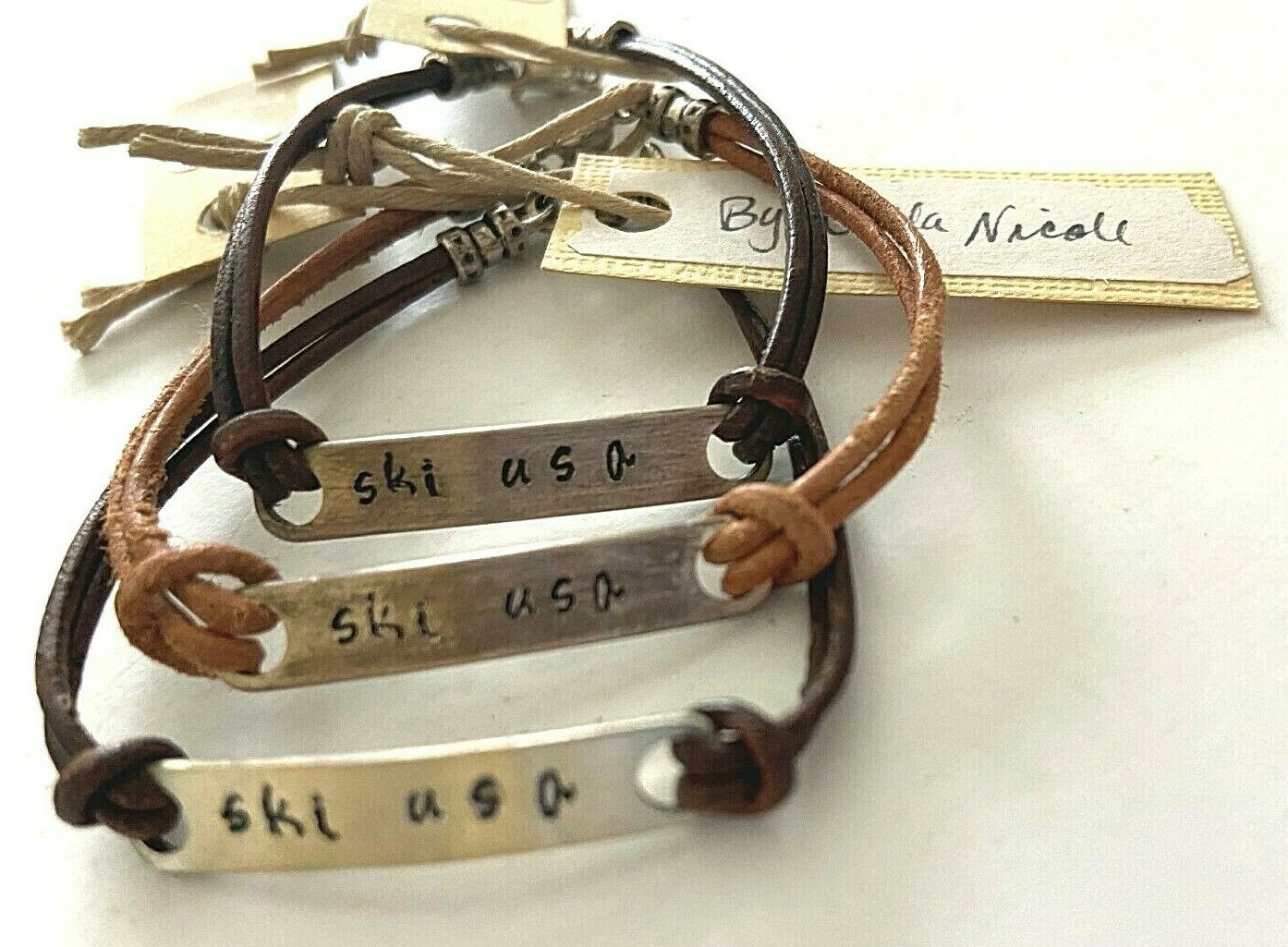 $70 Leather Bracelet Ski USA or Apres Ski NWT in Black, Brown or Tan Choice