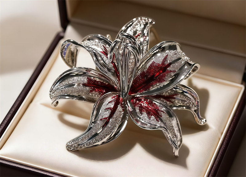 Blooming Lily Flowers, High-end Gradient-Colored Enamel Floral Brooch 5.5CM 1PCS