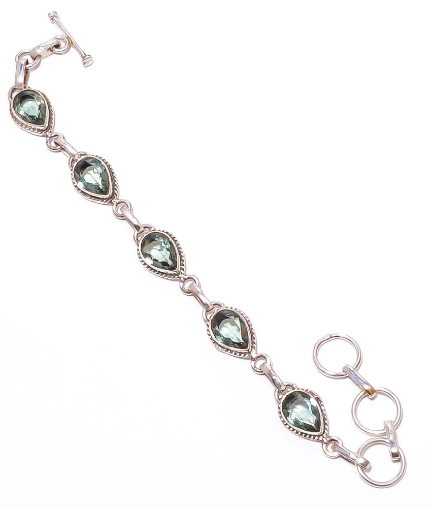 Neon Blue Apatite Gemstone 925 Sterling Silver Tennis Handmade Bracelet 7.99″ A7