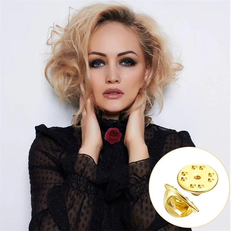 100pc Metal Locking Pin Back Brooch Badge Holder Lapel Base For DIY Jewelry