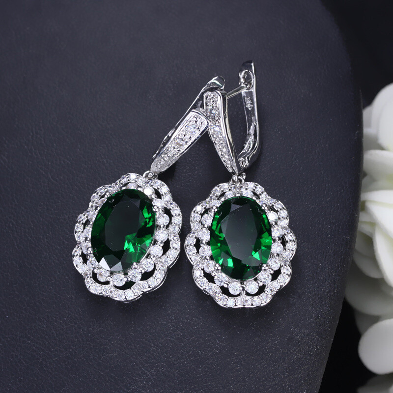 Gorgeous Pink Cubic Zirconia Dangle Drop Earrings Silver Plated Women CZ Jewelry