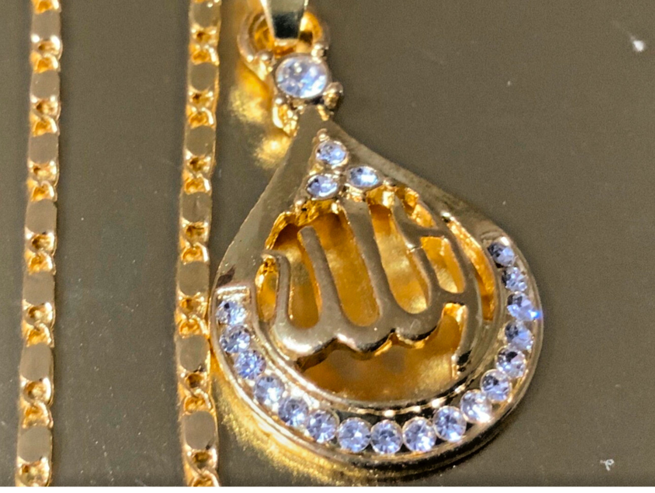 Allah Necklace+chain 18K Gold Muslim Pendant Men/women Islamic Jewelry gift