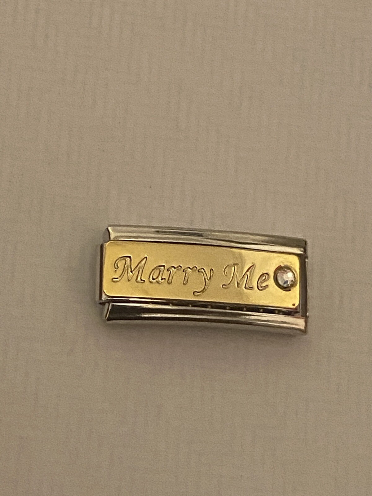 New Gold Marry Me CZ Silver Charm Fits All 9mm Classic Itallian Bracelet