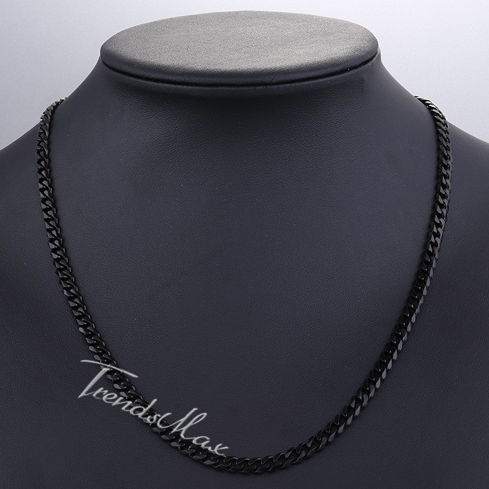 3/5/7/9/11mm 18-34″ Black Stainless Steel Necklace for Men Boys Curb Cuban Chain