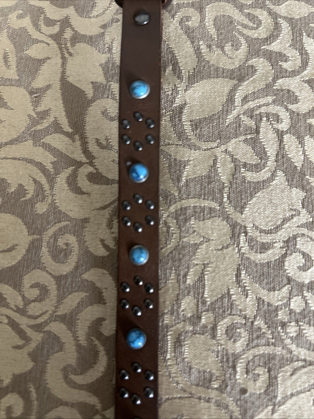Cowhide Leather Turquoise Studded Western Cuff Bracelet Boho Cowgirl Rodeo