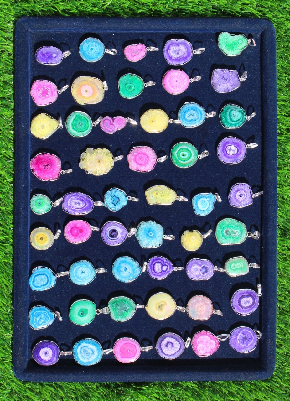 Offer Multi Solar Quart Gemstone 925 Sterling Silver Plated Handmade Pendant Lot