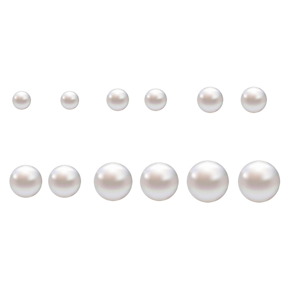 US 6-12 Pairs Faux Pearl Stud Earrings Set Silver Stainless Steel Hypoallergenic