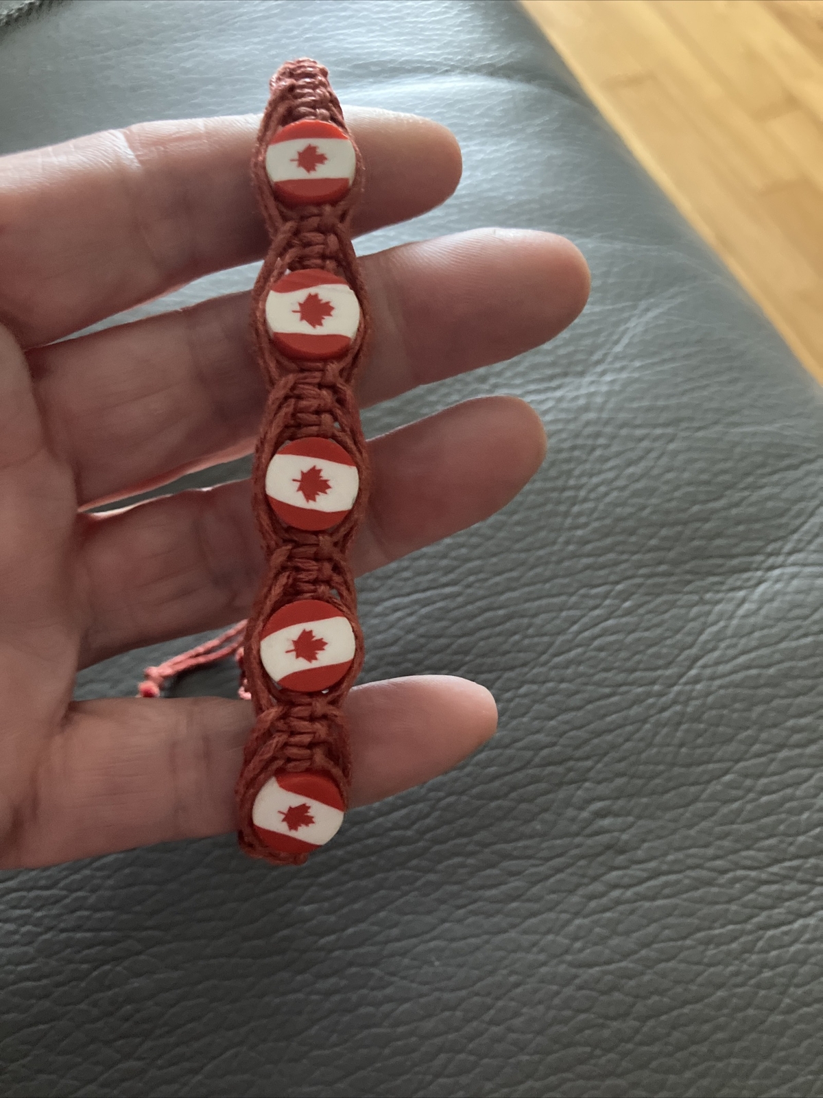 Adult/Children’s Unisex Red & White New Adjustable Maple Leaf, Canada Bracelet