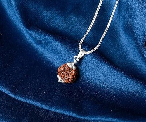 6 Face Mukhi Rudraksha 925 Silver Pendant, Certified Lab Rudraksh Bead Pendant