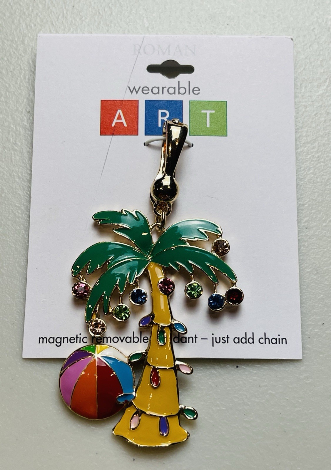 NWT Wearable Art Necklace Charm Holiday Christmas Palm Tree Beach Ball $25