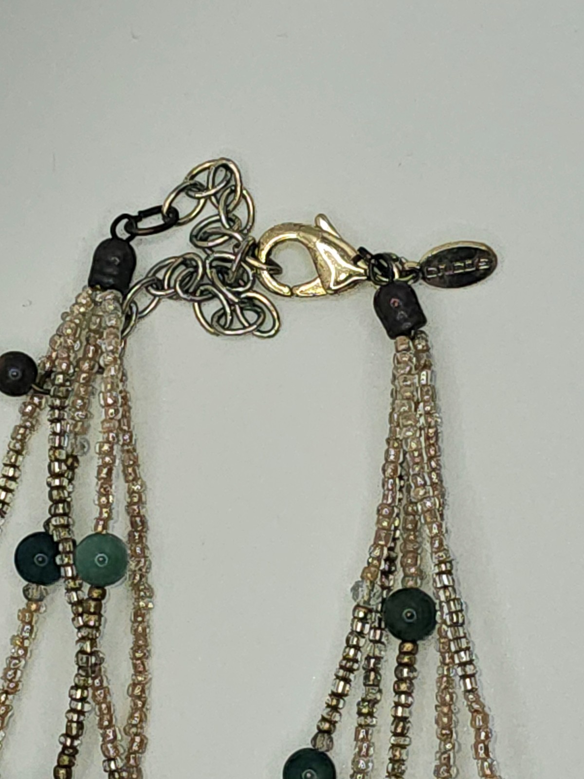 Chico 5 Strand Tourmaline, Glass, and Metallic Beads Necklace Orange Blue Green