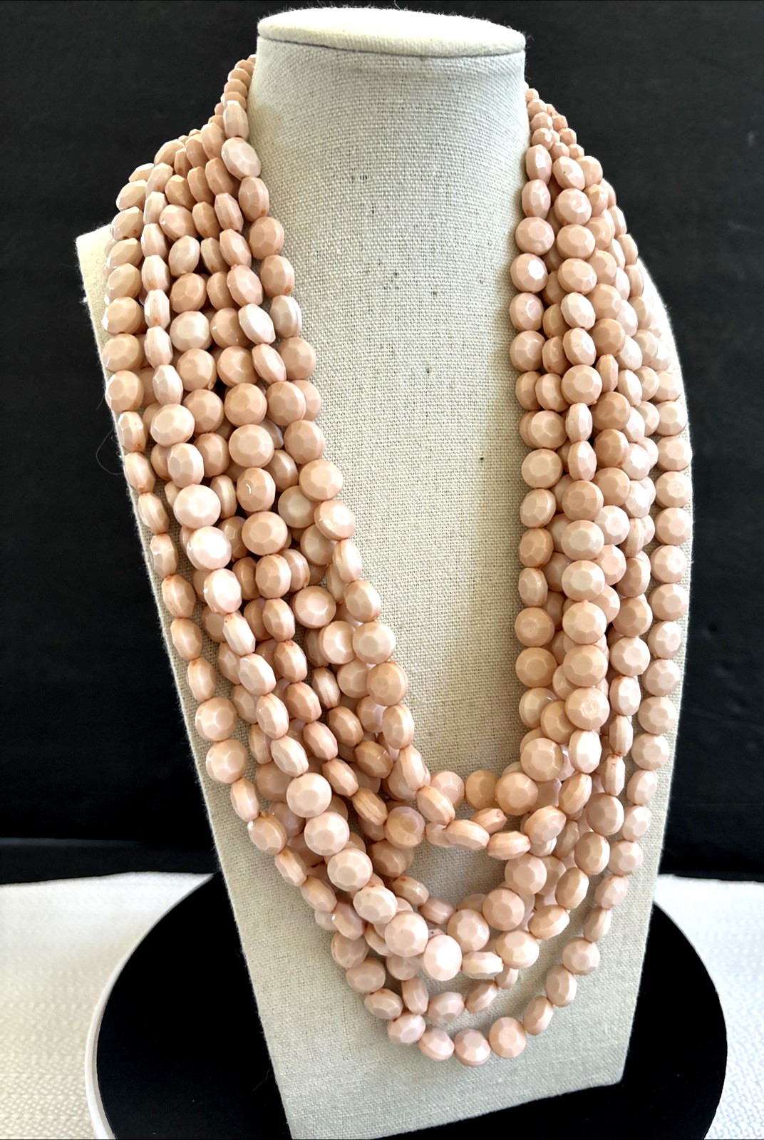 Natasha Pale pink blush 9 multi strand faceted acrylic bead necklace