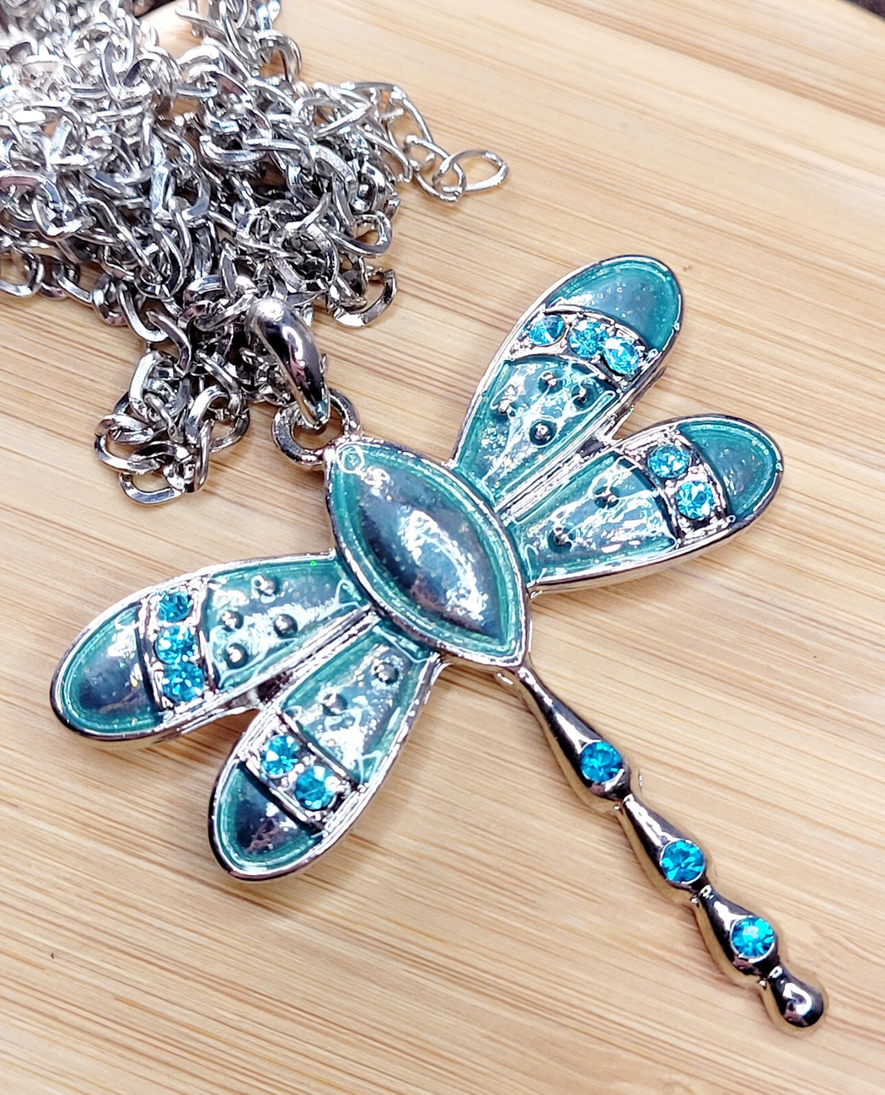 BLUE DRAGONFLY Pendant Vintage NECKLACE with Gift Bag BRAND NEW !