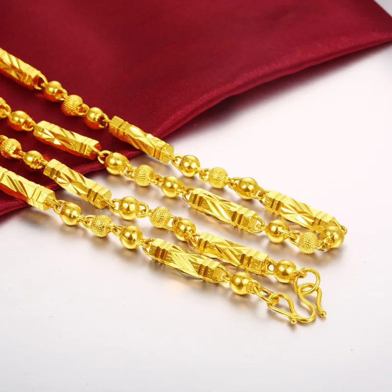Men 18K Gold Plated Buddha Necklace Hexagonal Bamboo Chain Fashion Jewelry