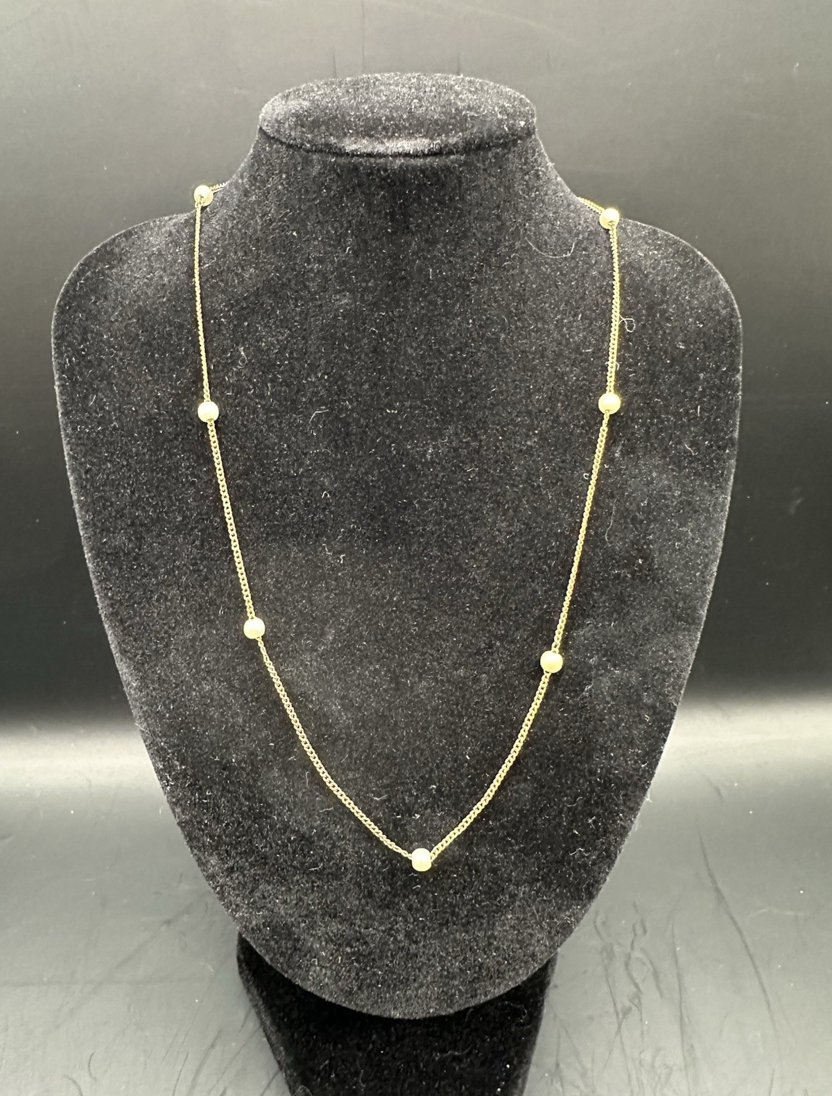 Sarah Coventry Signed Gold-Tone Faux Pearl Station Cable Chain Necklace 16 in