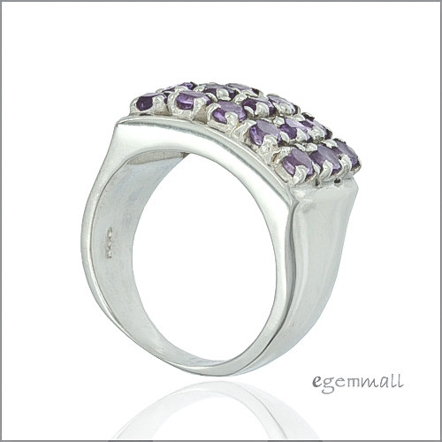 Amethyst Gemstone In Sterling Silver Rectangle Cocktail Ring Size 8.0, 9.0
