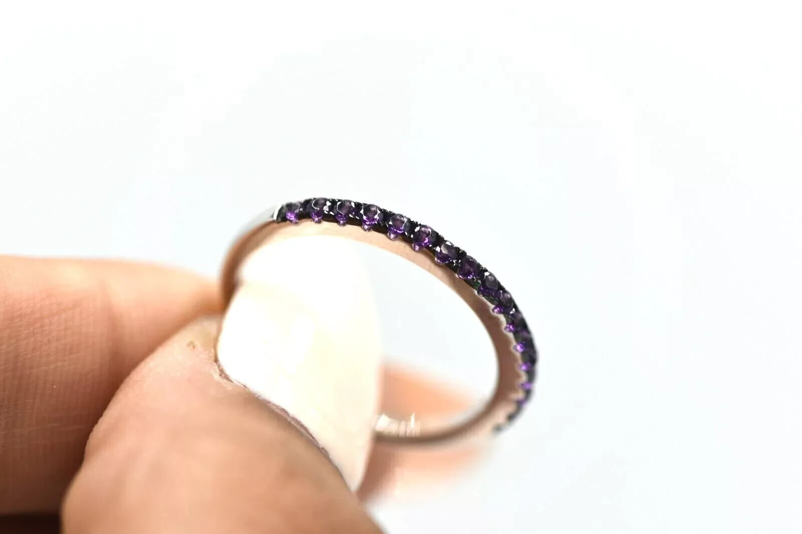 Anna Zuckerman Sterling Silver Purple Crystalline Half Eternity Stackable Band
