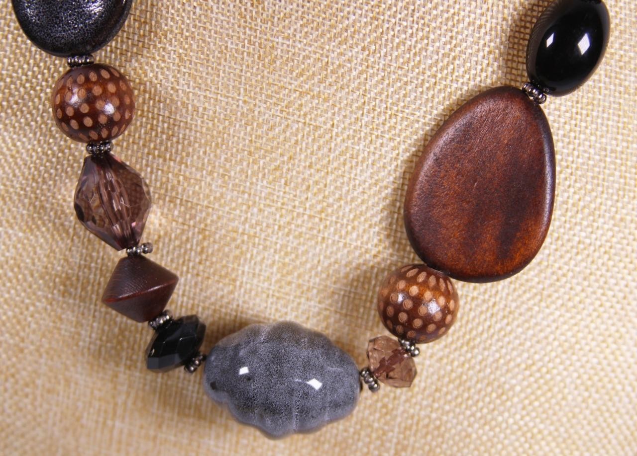 Black Gray Brown Beads Necklace & Earrings Set Fashion Costume Jewelry jxi4 New