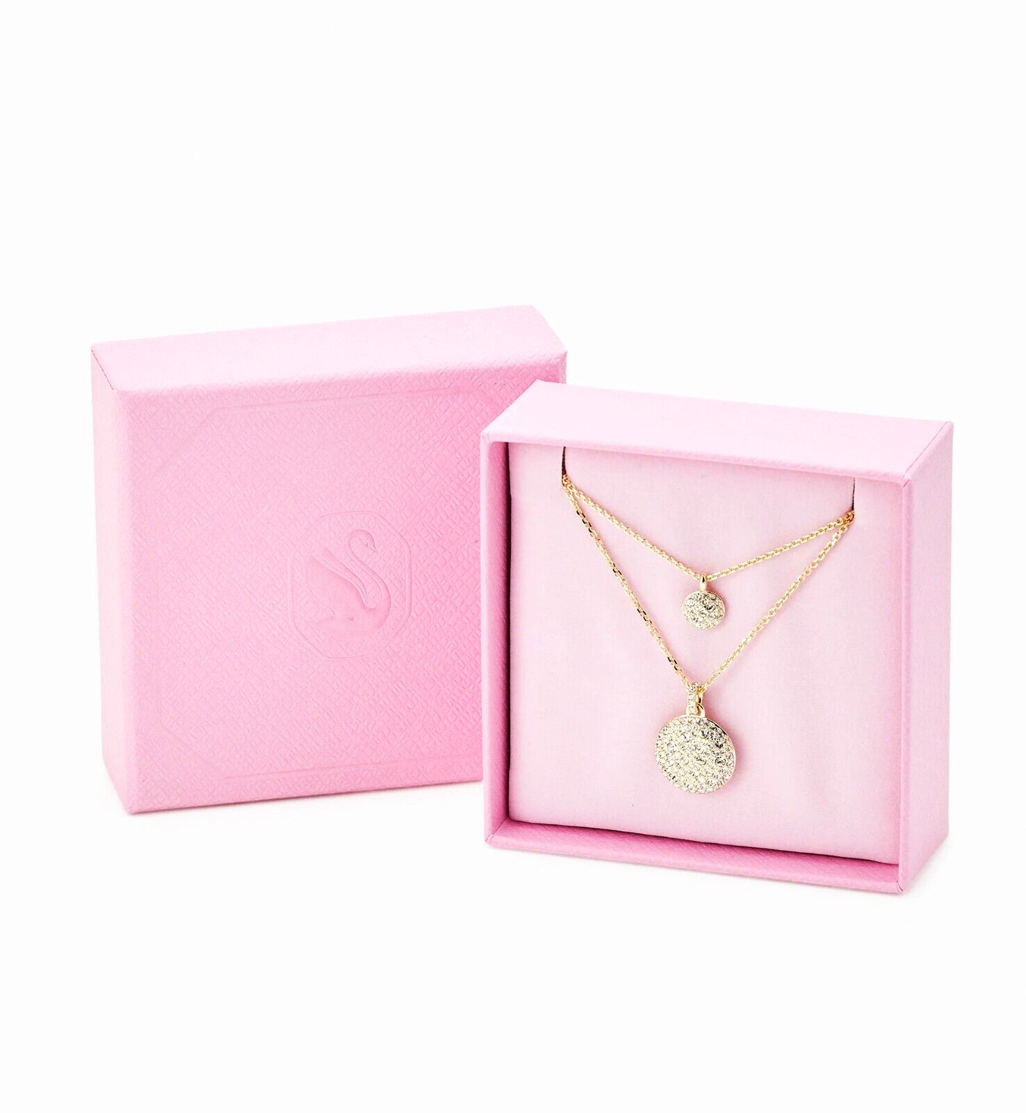 New in Gift Box 100% SWAROVSKI 5683442 Gold Sublima Layered Pendant Necklace